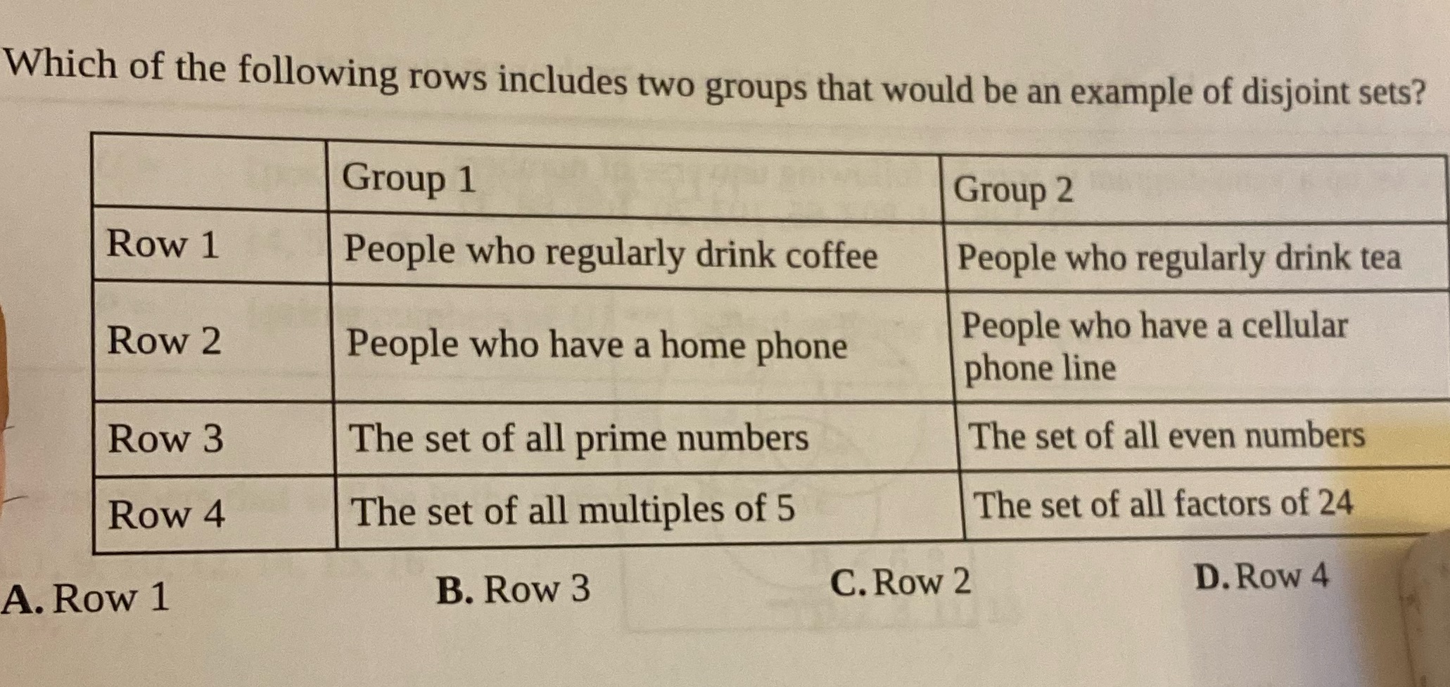 multiple choice question. a, b, c, or d Which of