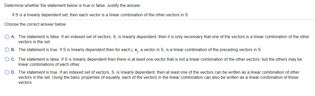 Determine whether the statement below is true or