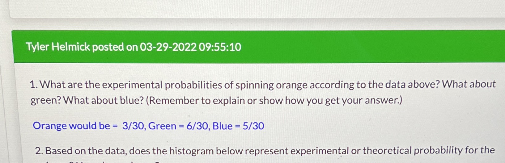 If I was spinning a wheel and orange was 3 spins