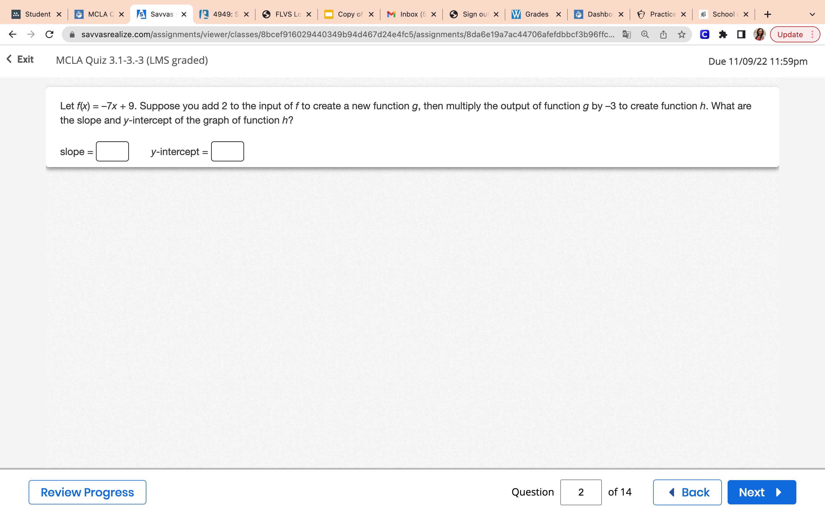 Student X MCLA Q X /s Savvas |X 19 4949: 5 X FLVS