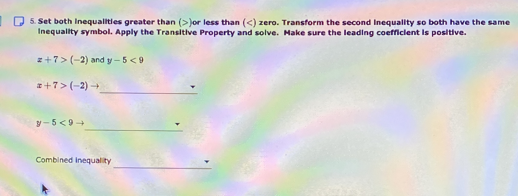 Need help solving. 5. Set both Inequalities