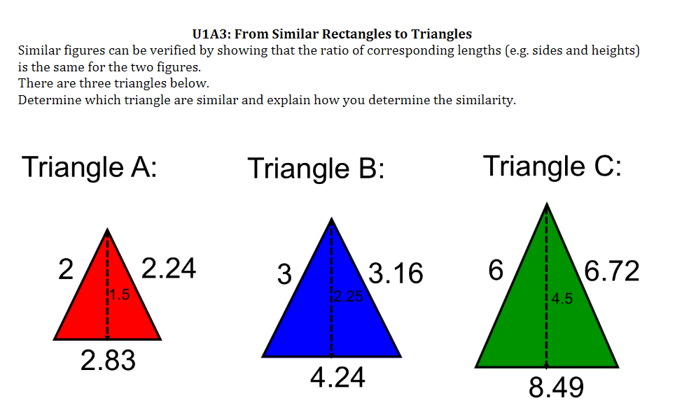 Determine which of the 3 triangles belong to the