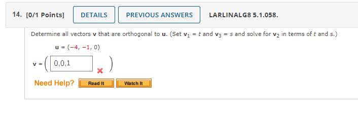9. [4/5 Points] DETAILS EVIOUS ANSWERS LARLINALG8