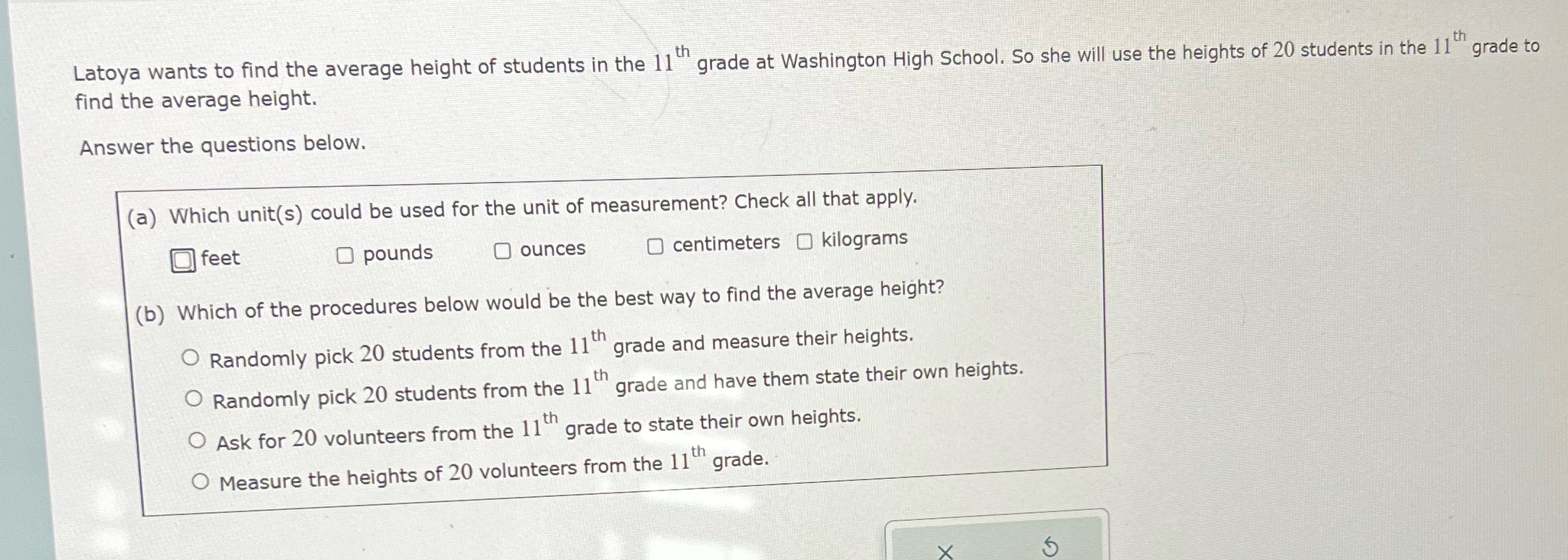 Latoya wants to find the average height of
