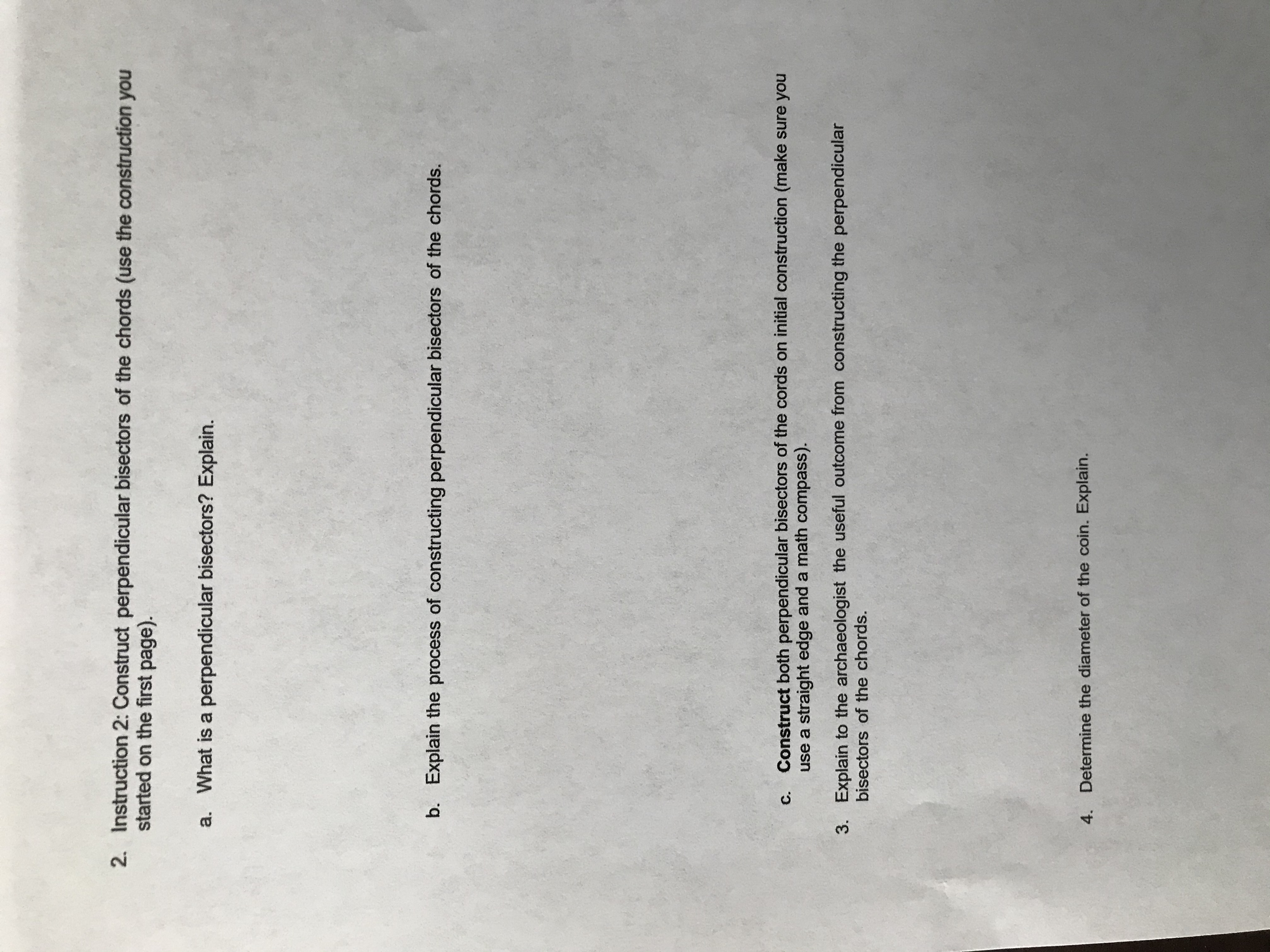 construct two chords on the coin. a. What is a