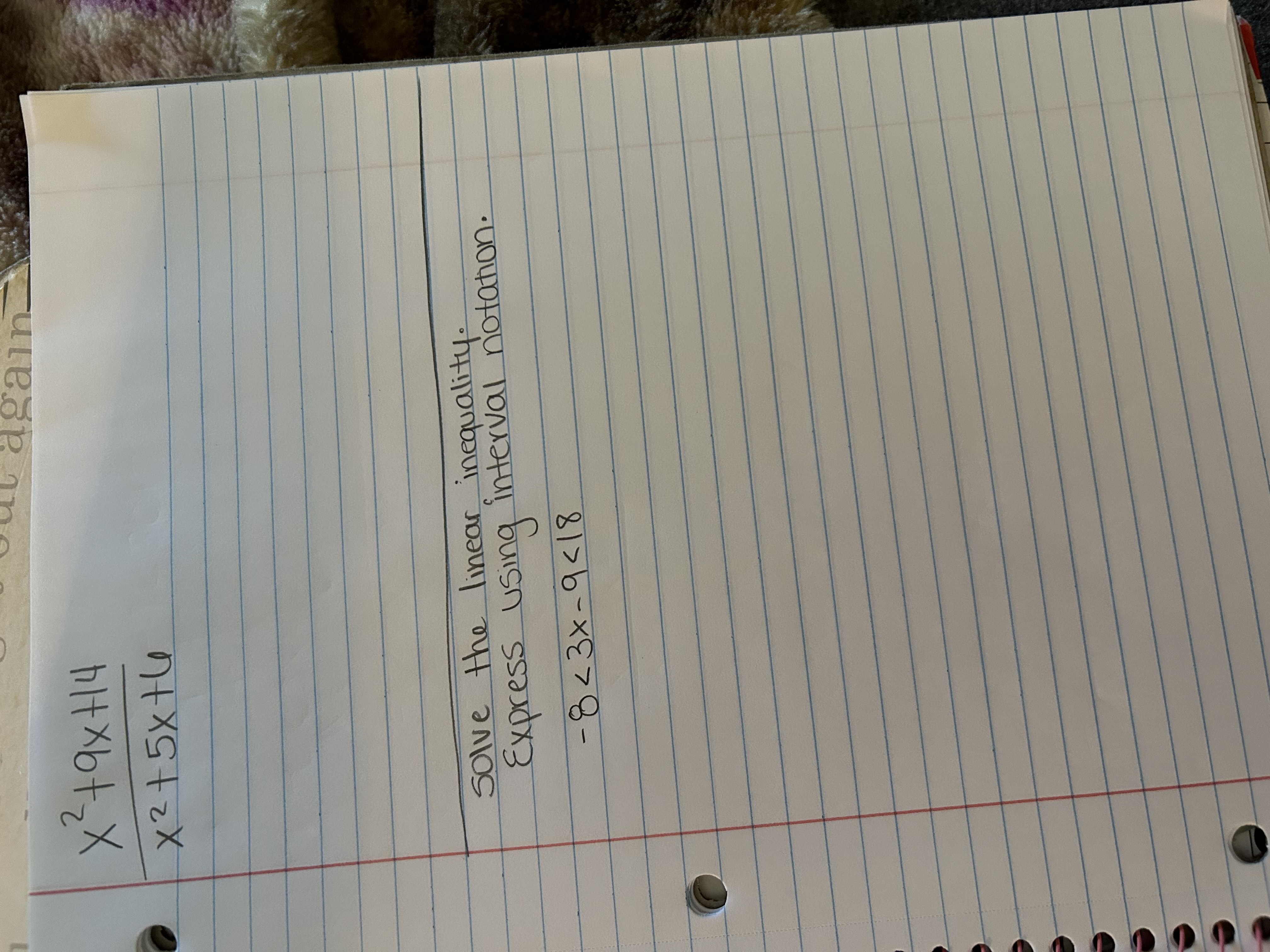 ut again X +9 x +14 X2 + 5x the solve the linear