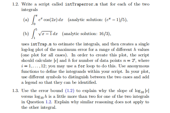 1 Trapezoidal integration The trapezoidal