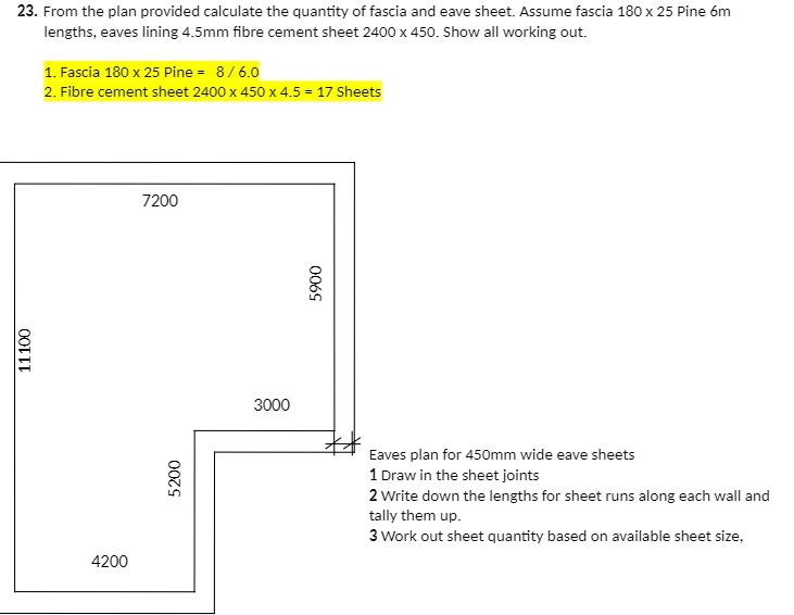 23. From the plan provided calculate the quantity