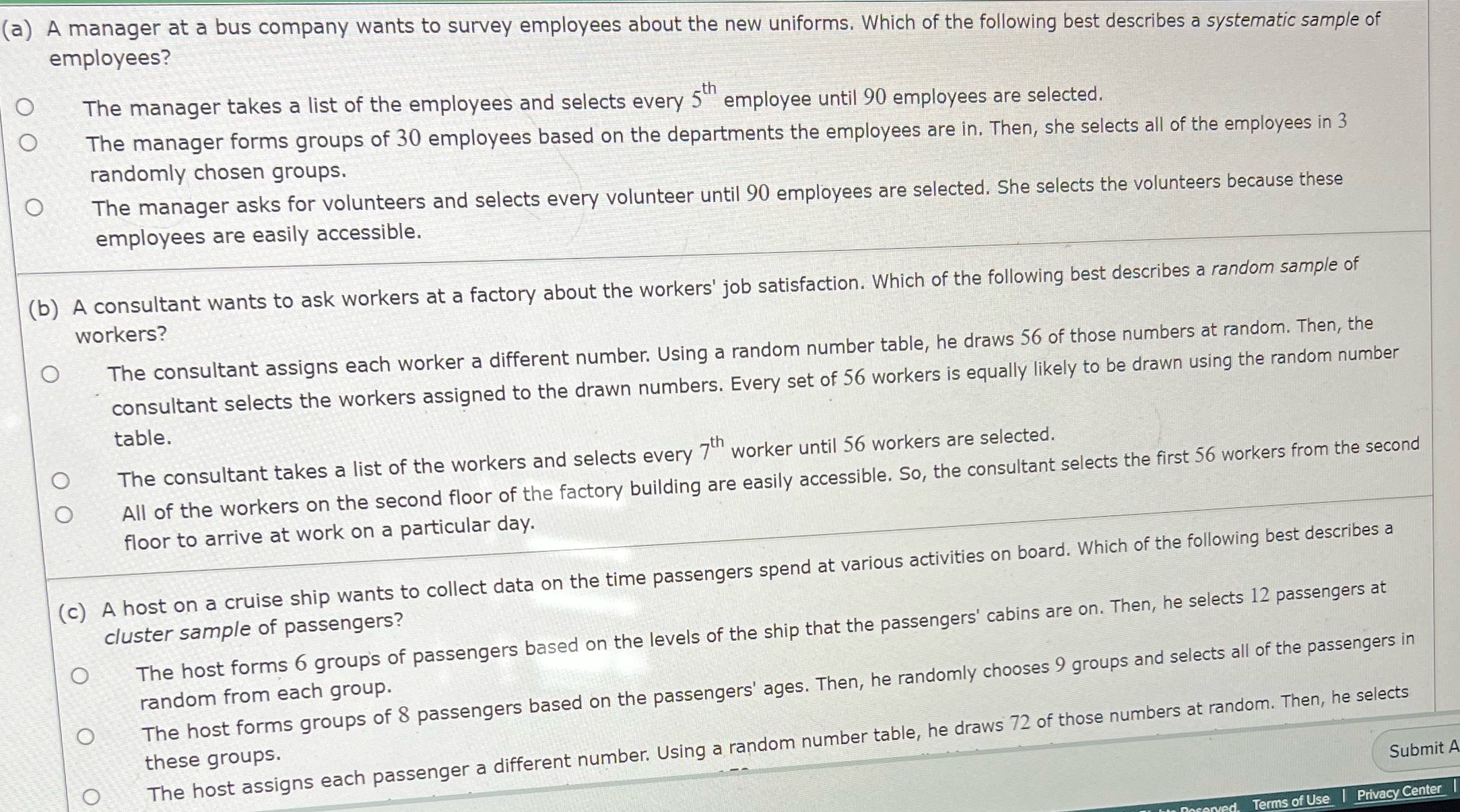 employees? (a) A manager at a bus company wants