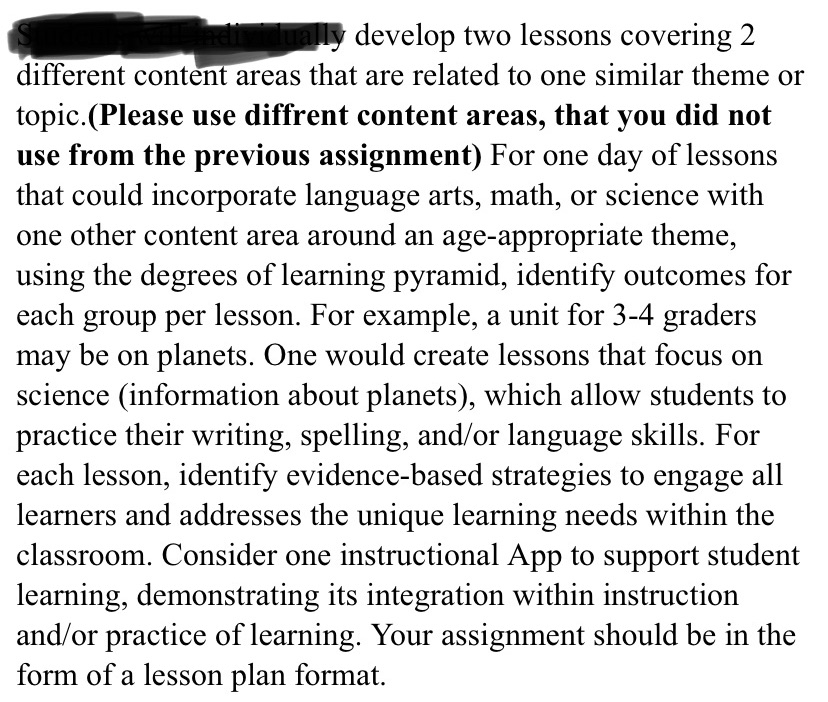 ~ develop two lessons covering 2 different