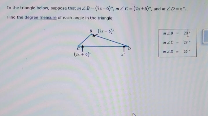 please help In the triangle below, suppose that m