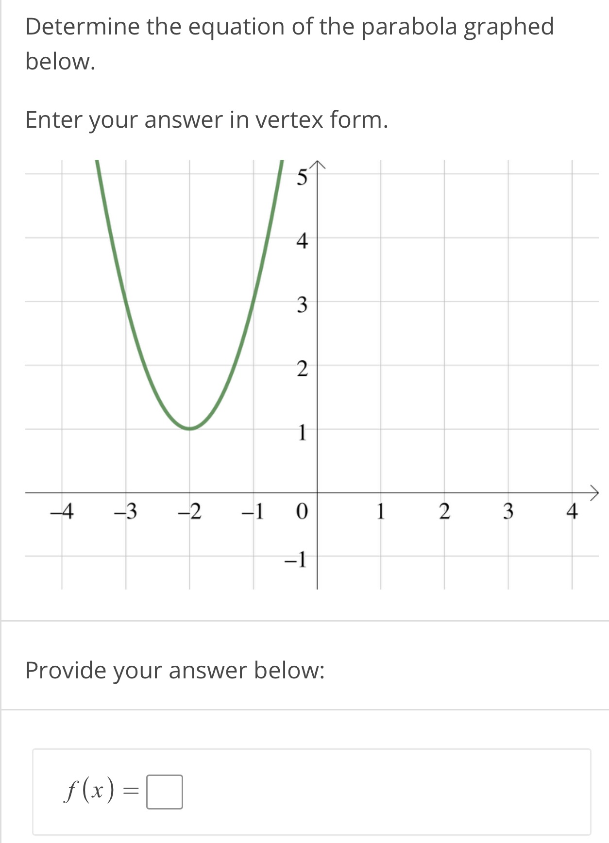 Determine the equation of the parabola graphed
