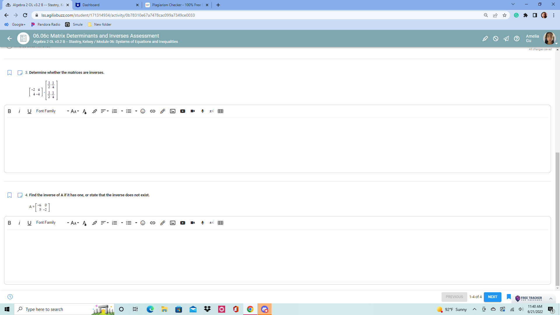 Algebra 2 OL v3.2 B -- Stastny, Ke X Dashboard *
