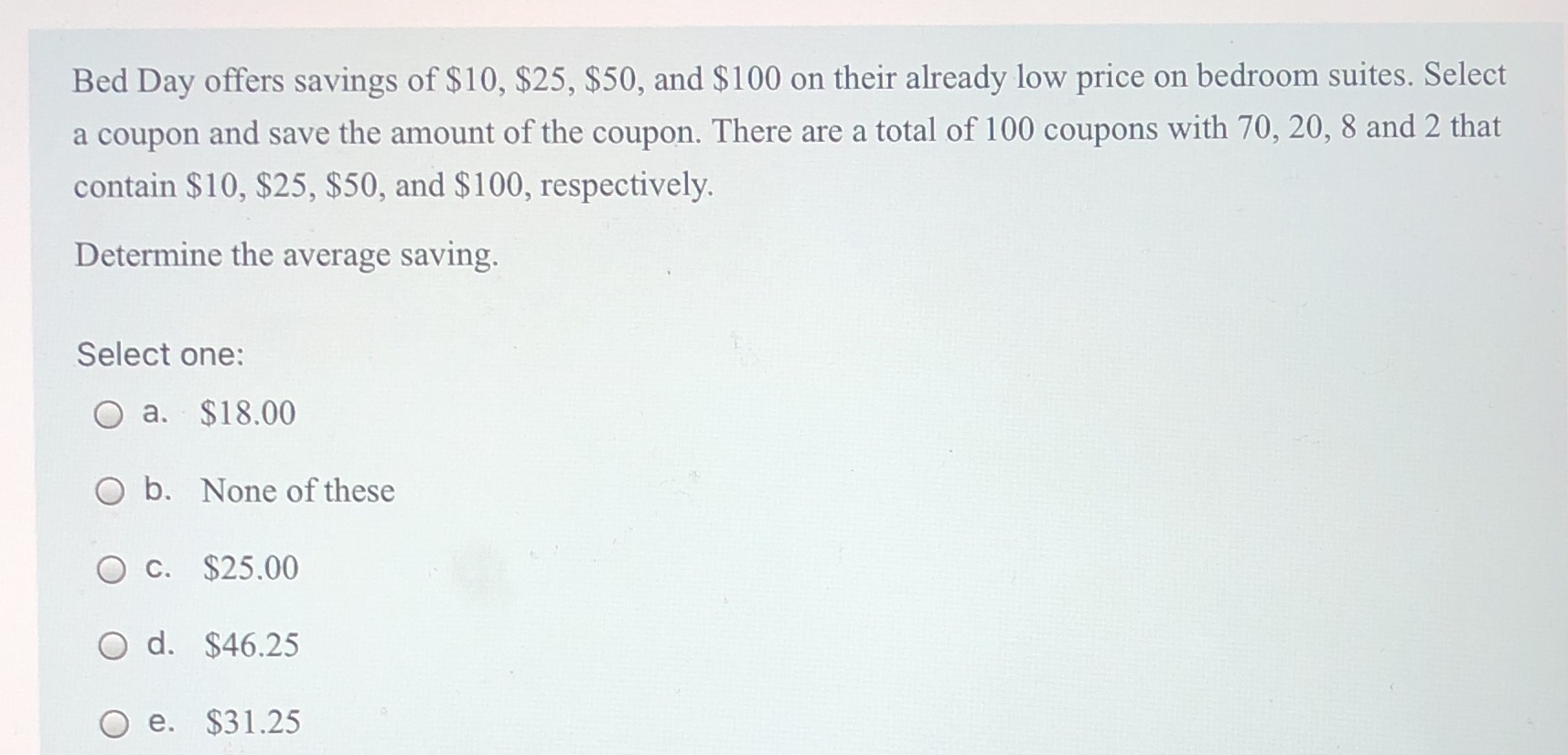 I need help with this question Bed Day offers