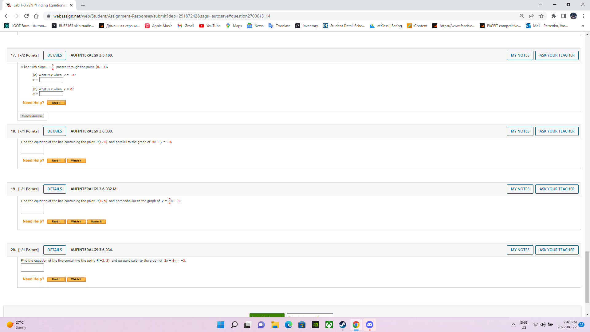 VA Lab 1-3.72N "Finding Equations c X + X - - C D