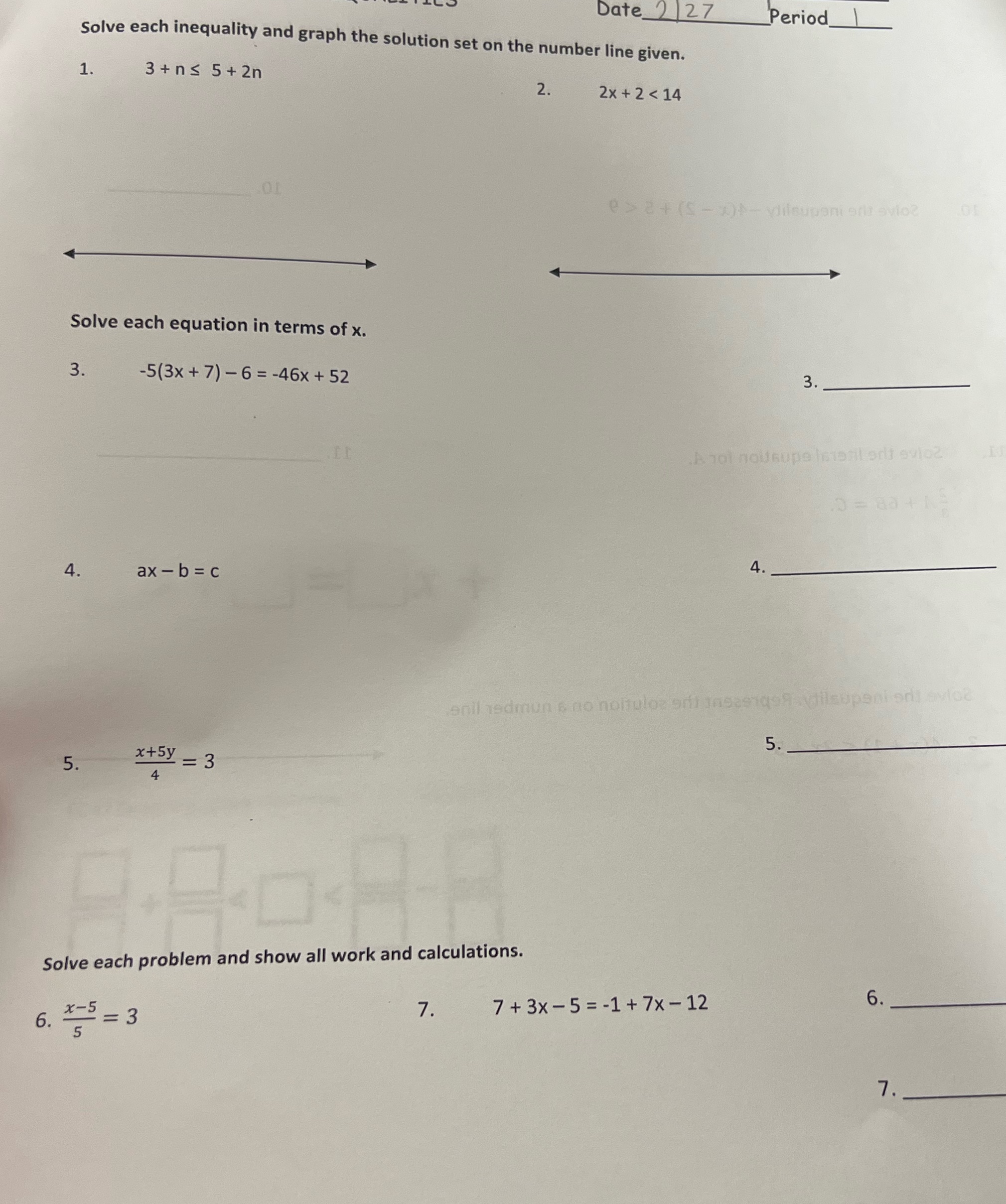 Solve ASAP Date 2 27 Period Solve each inequality