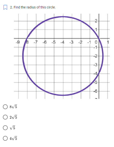 1. Find the diameter of this circle. 1 2 4 5 6 8