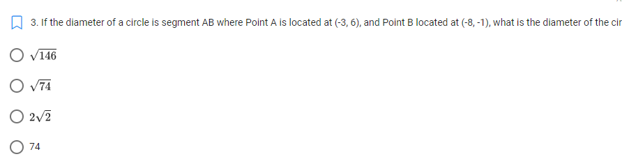 1. Find the diameter of this circle. 1 2 4 5 6 8