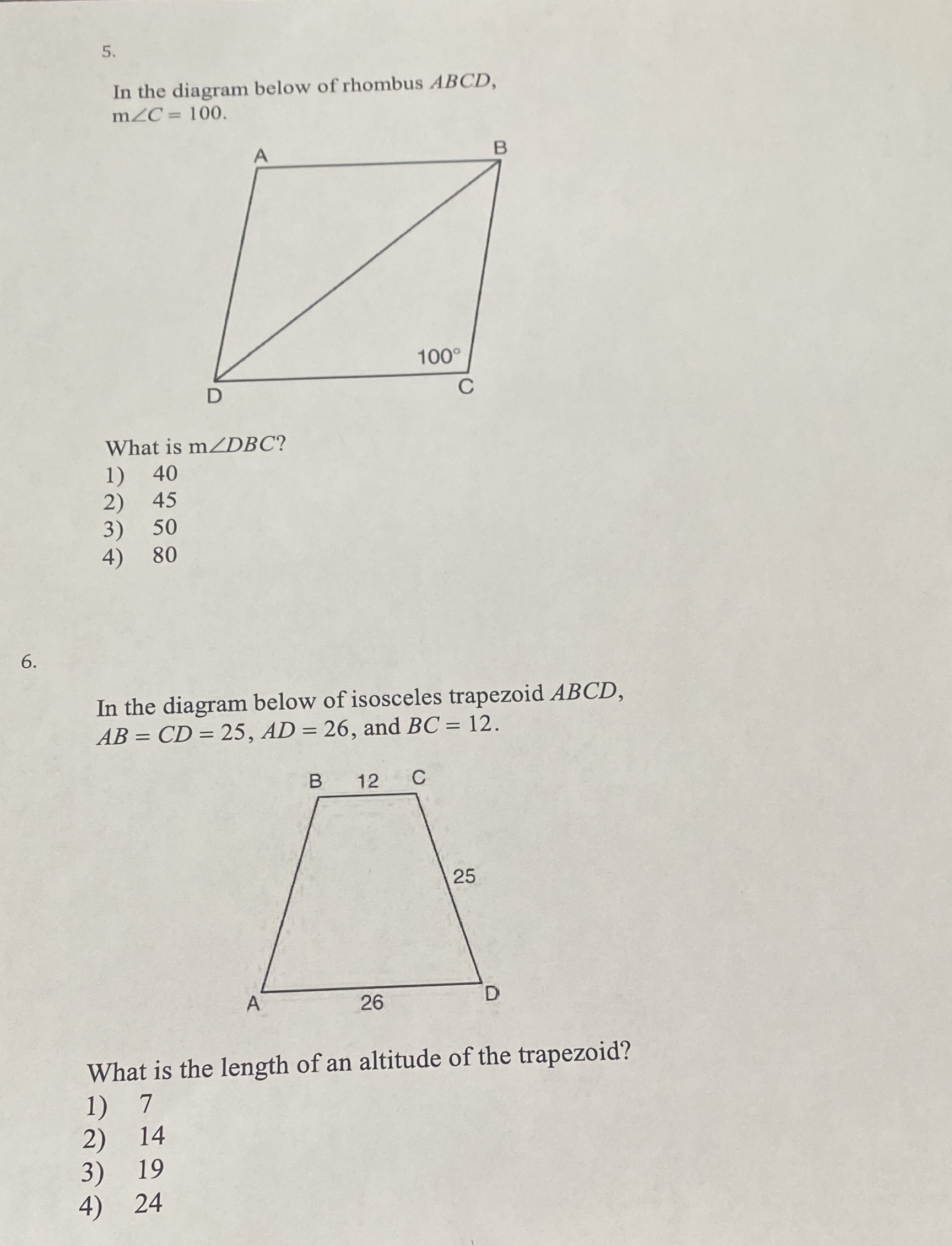 Both questions five and six, 5 In the diagram