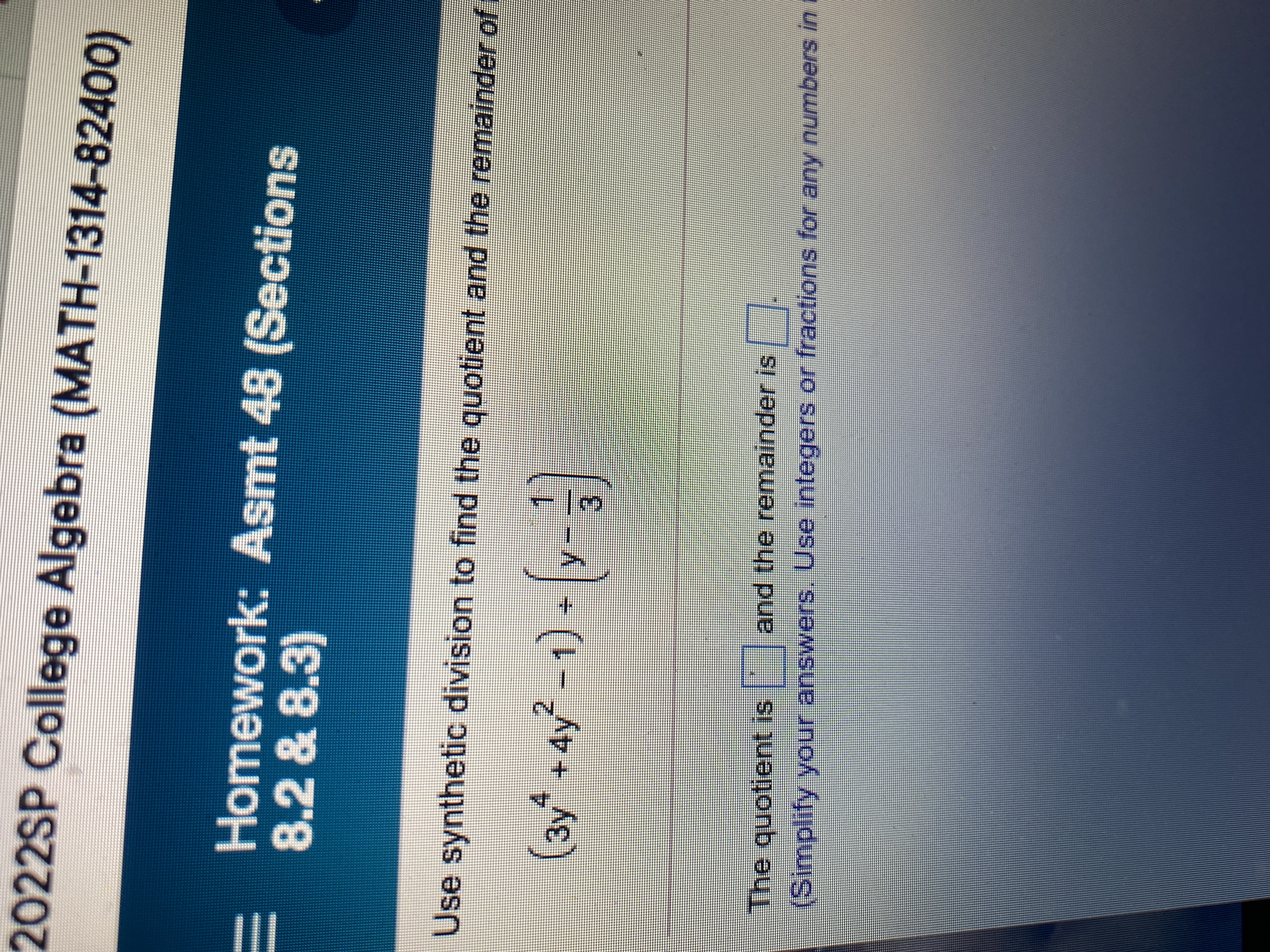 2022SP College Algebra (MATH-1314-82400)