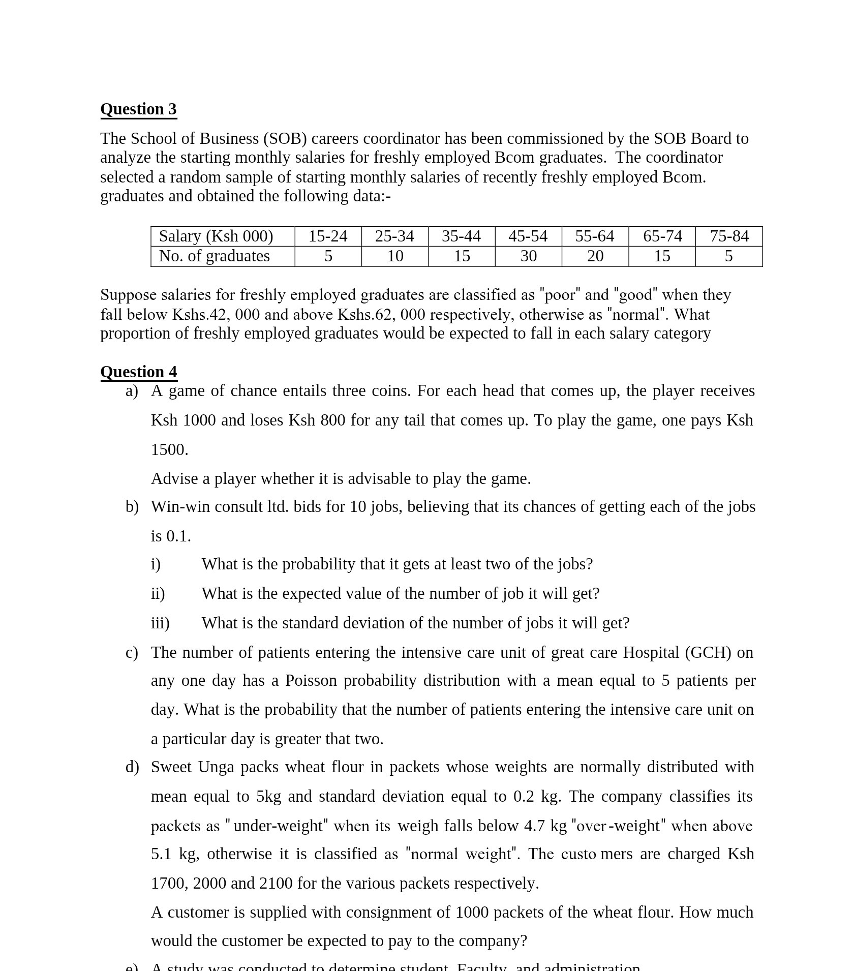 Question 3 The School of Business (SOB) careers