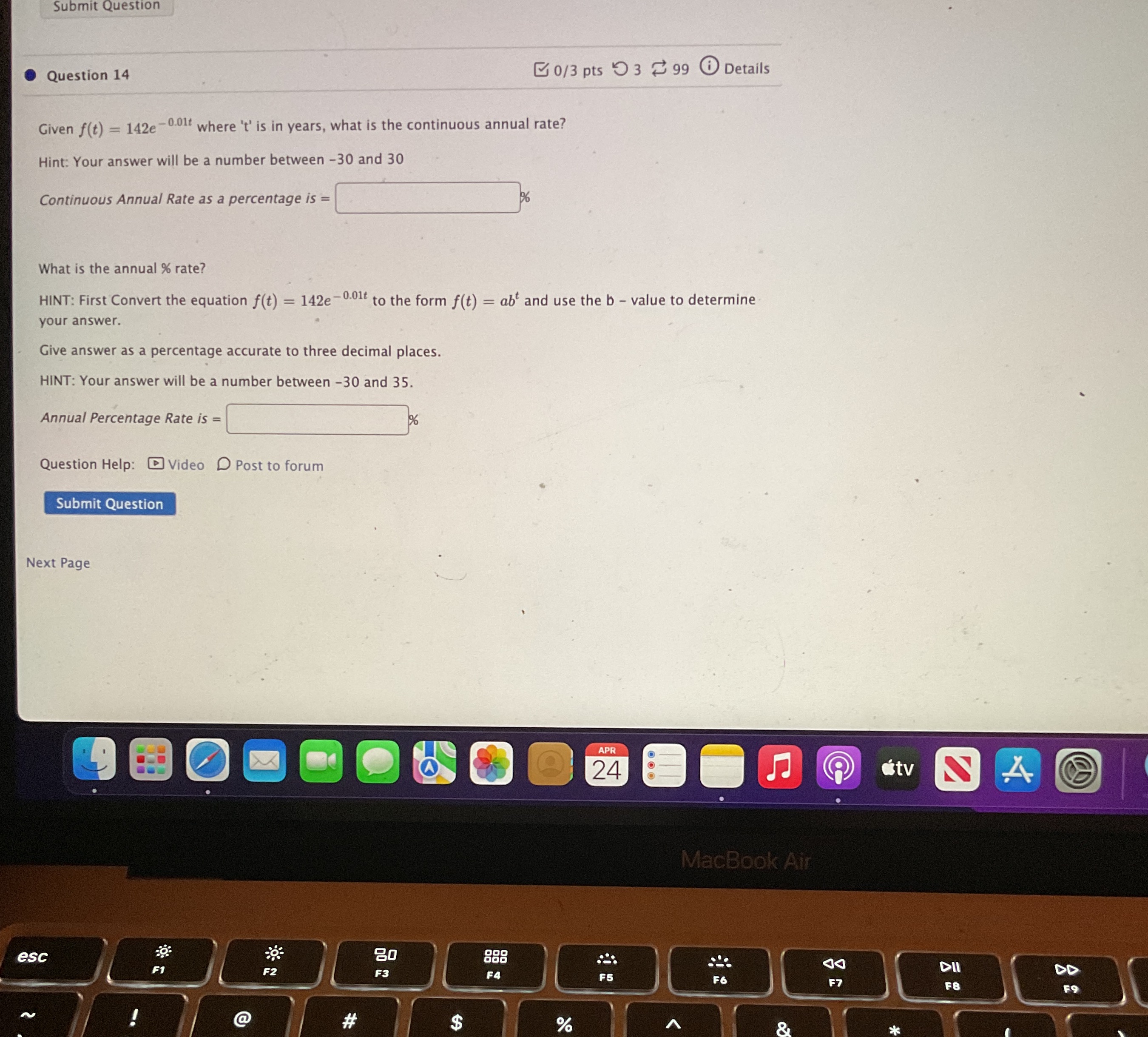 I need help solving 14 l3 0/3 pts '0 3 :3 99