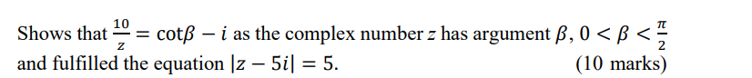 Shows that 10 -= cotS - i as the complex number z