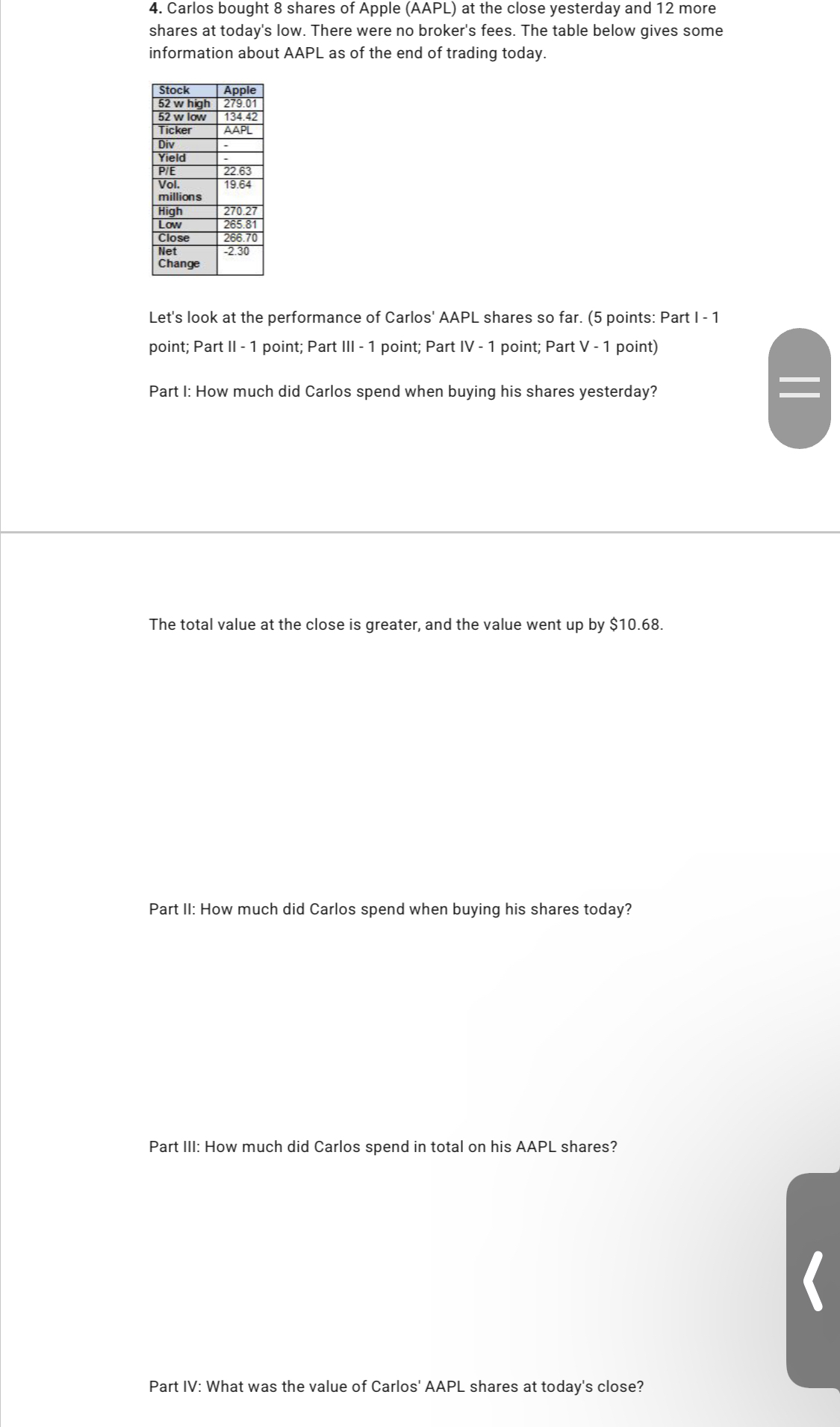 5. As part of a project for her economics class,