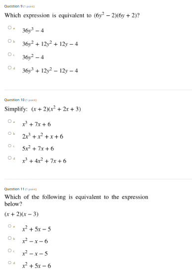 Question 1 (1 paint) Which of the following is