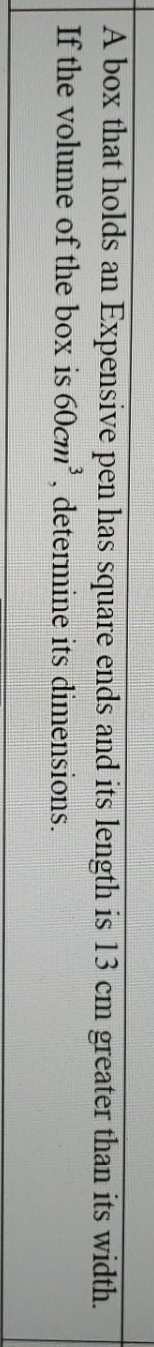 dimension question A box that holds an Expensive