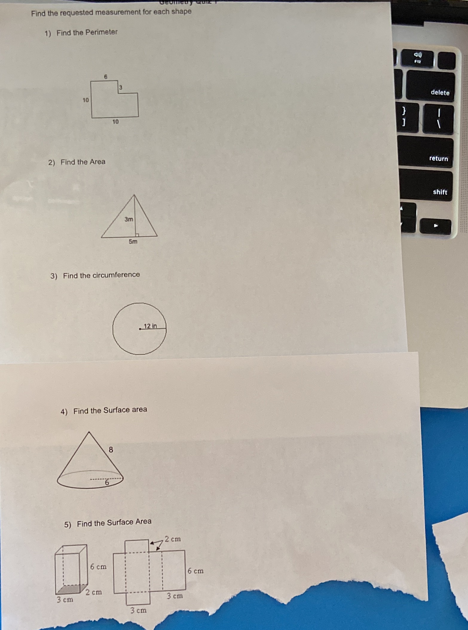Show work pls! Find the requested measurement for