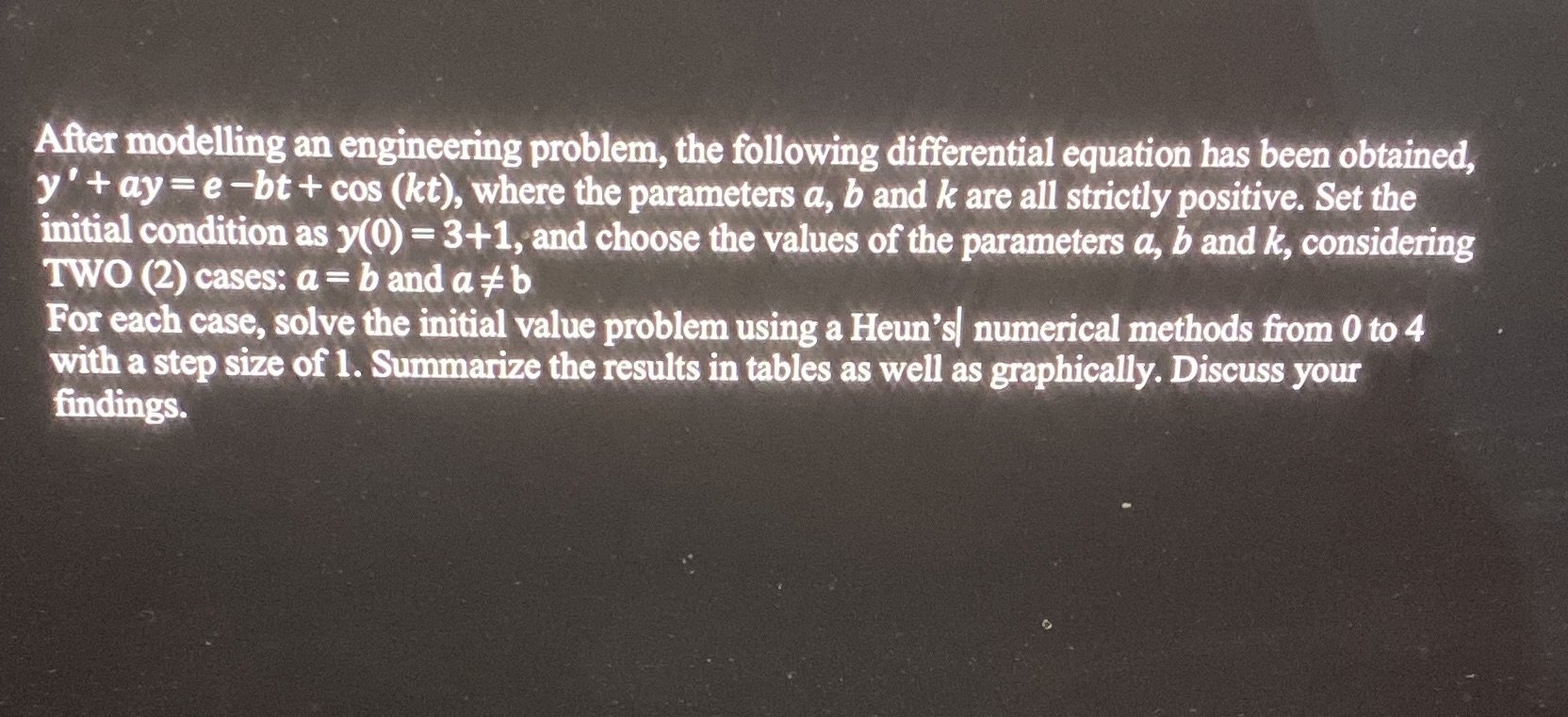 After modelling an engineering problem, the