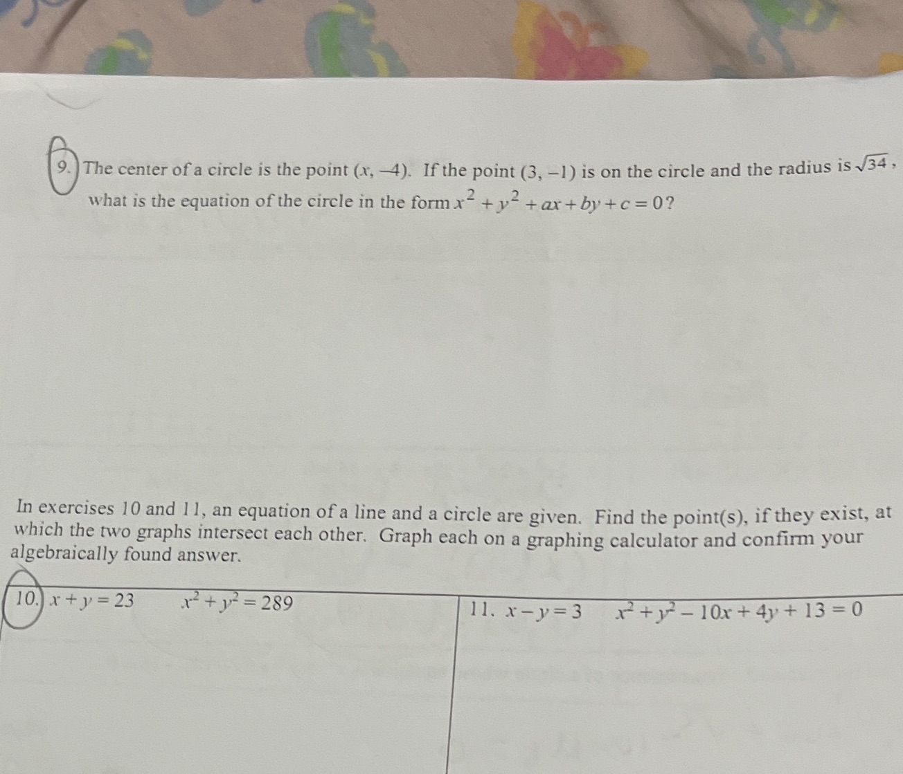 could i have help with 9 and 10 9 . The center of