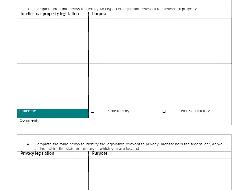 3. Complete the table below to identify two types