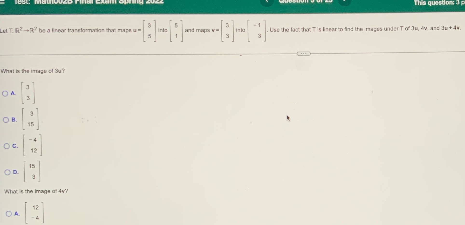 lest. Matno This question: 3 p et T: R2-+R2 be a