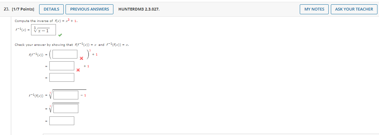 23. [1/7 Points] DETAILS PREVIOUS ANSWERS