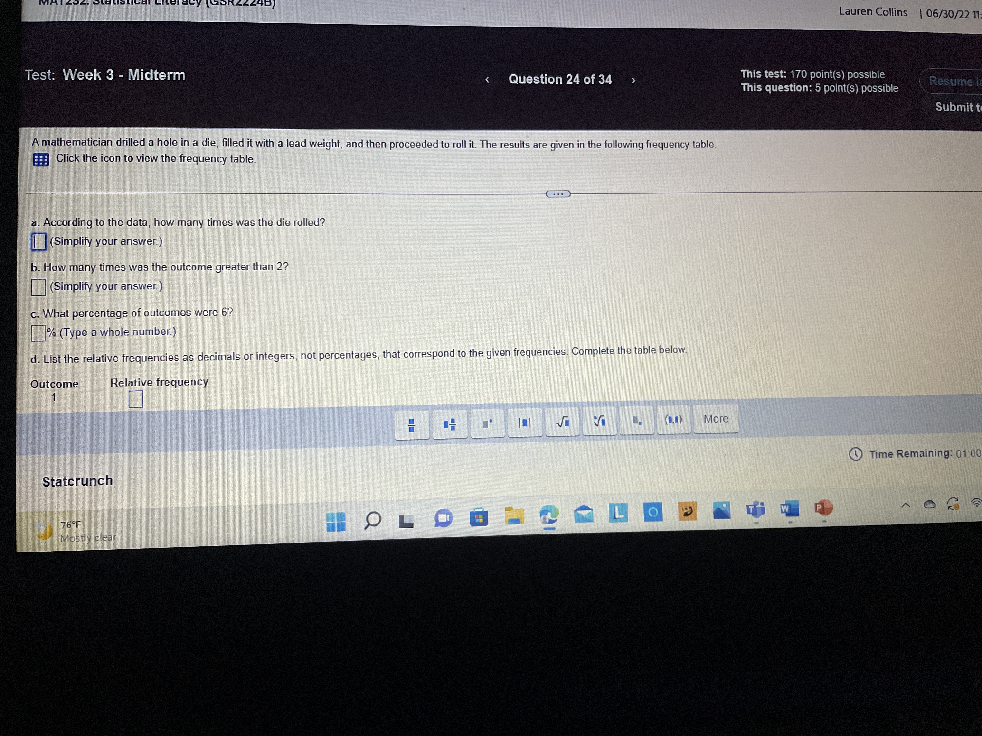 Lauren Collins | 06/30/22 1 Test: Week 3 -