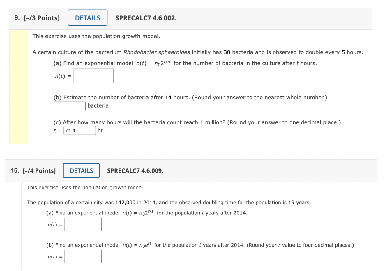9. [-13 Points] DETAILS SPRECALC? 4.6.002. This