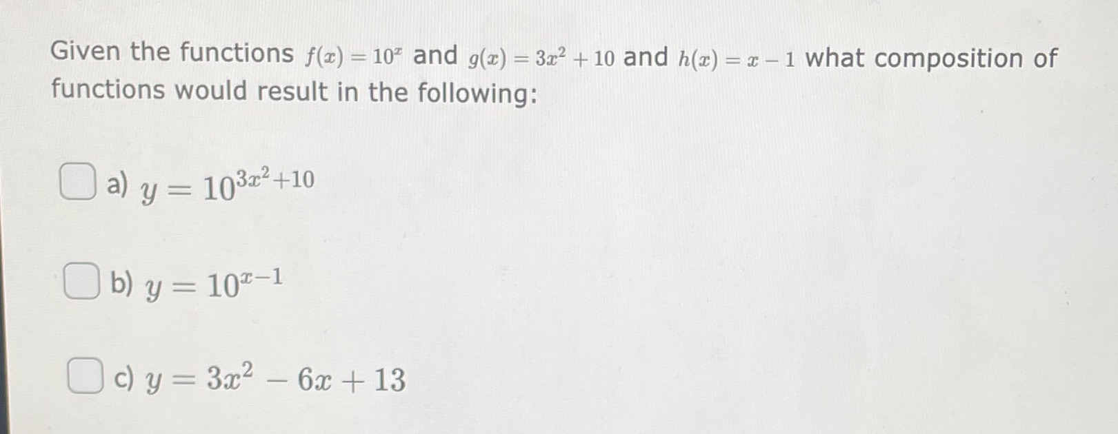 Operations on Functions MHF4U Given the functions