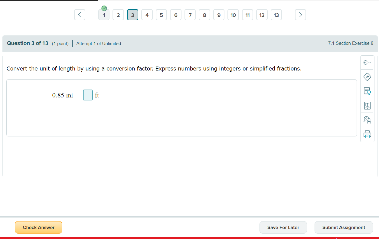 Question 3 0f 13 [1 point) I Attempt 1 of