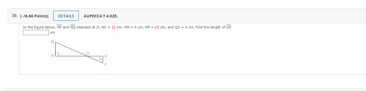30. [-/6.66 Points] DETAILS AUFEXC4 7.4.025. In