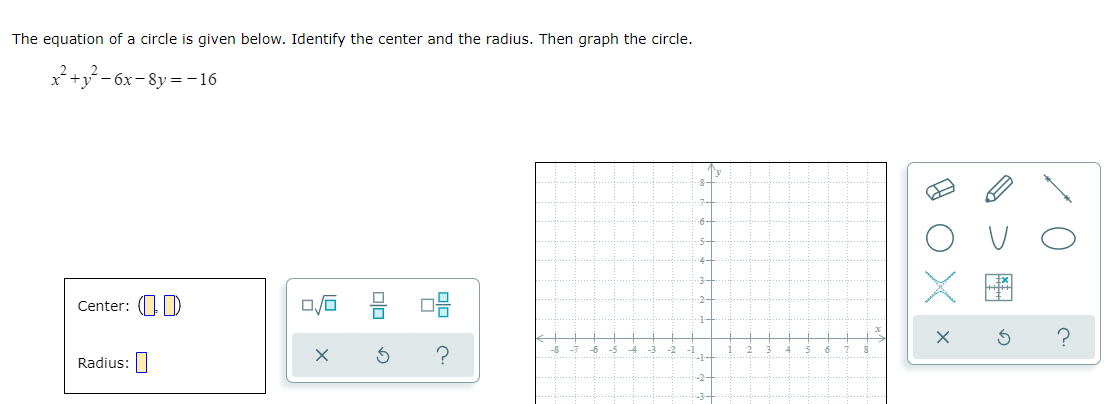 question 1 The equation of a circle is given