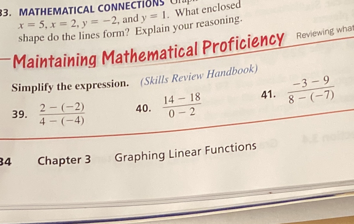39-41 3. MATHEMATICAL CONNECTIONS Of x = 5, x =