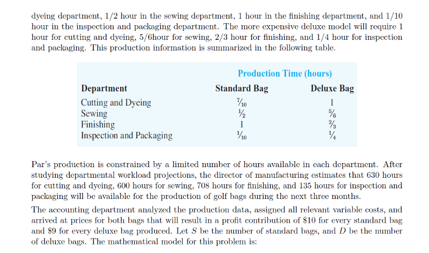 4. Par, Inc., is a small manufacturer of golf