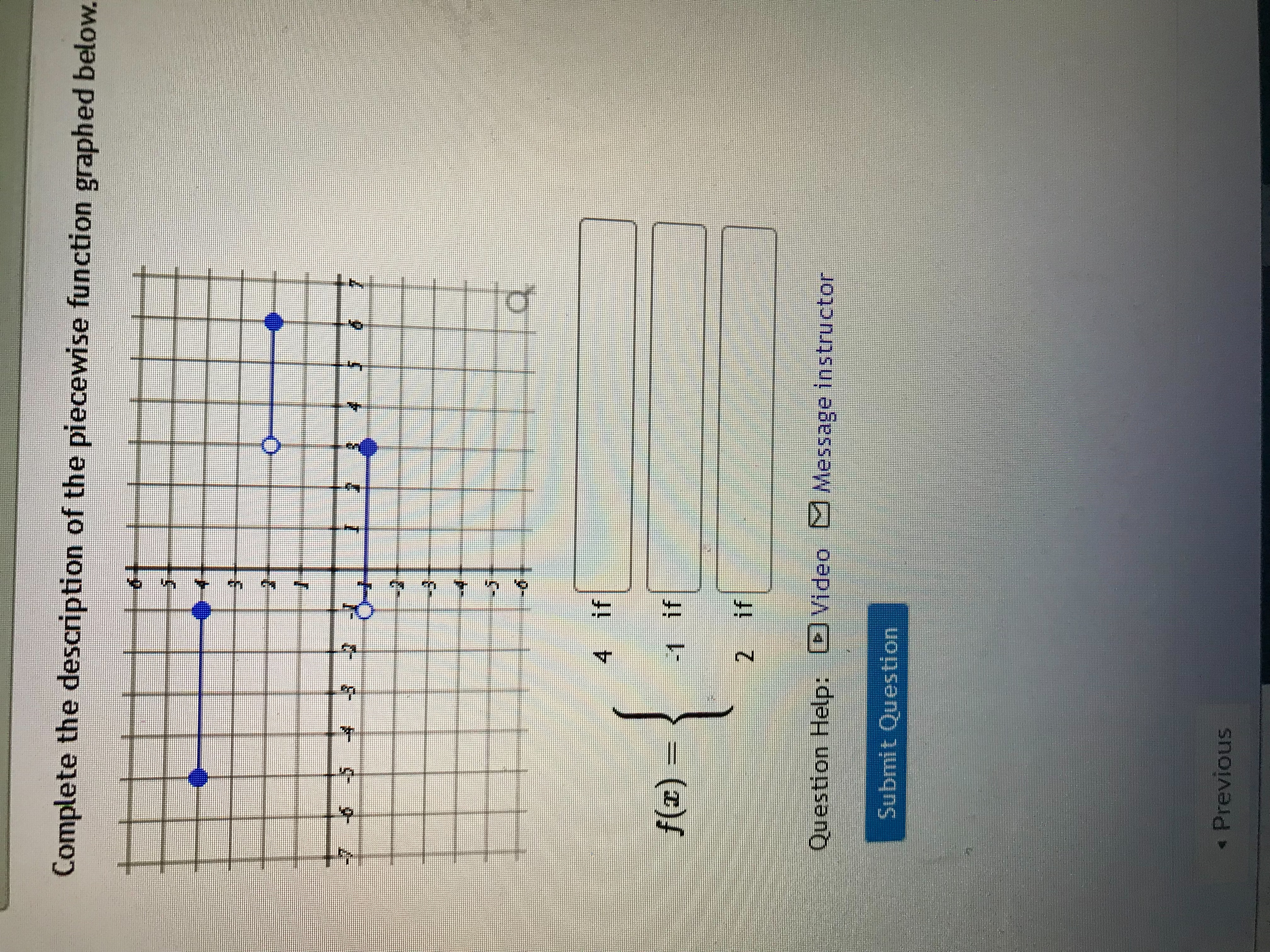 Complete the description of the piecewise