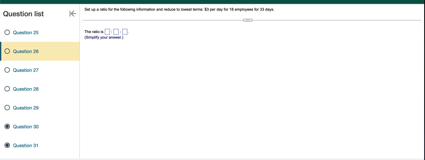 Set up a ratio for the following information and