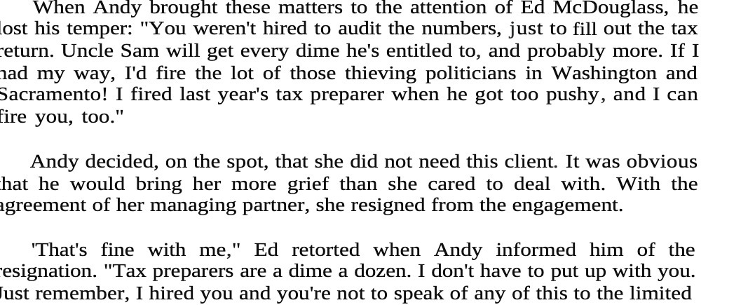 When Andy brought these matters to the attention