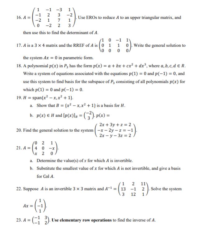 -1 16. A = -1 2 -2 -2 Use EROs to reduce A to an