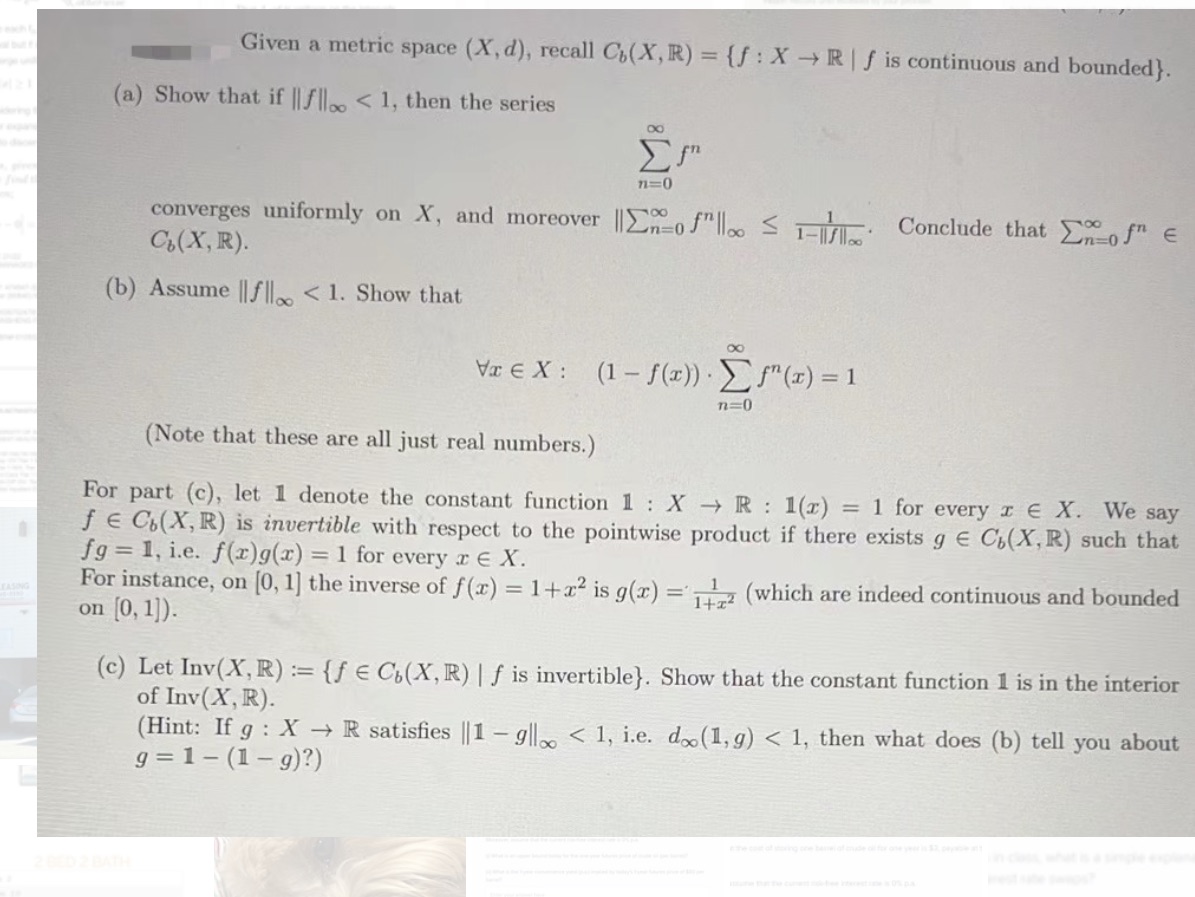 Given a metric space (X, d), recall Co(X, R) = {f