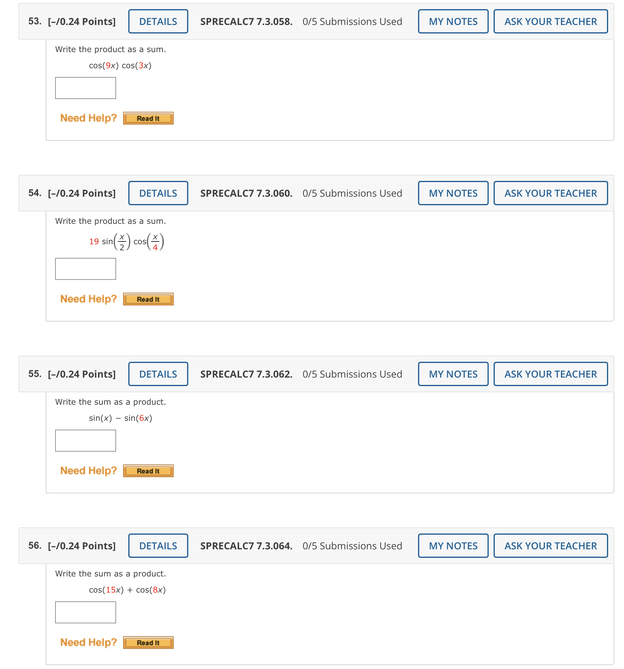 32. [-/0.24 Points] DETAILS SPRECALC7 7.2.052.